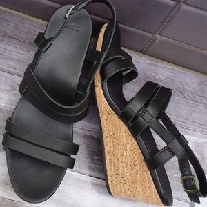 SIZE 11. TEVA leather strap wedge sandals.